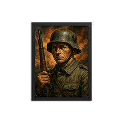 Ernst Jünger storm of steel portrait framed print on a plain backdrop in size 12"x16".