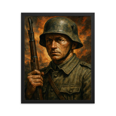 Ernst Jünger storm of steel portrait framed print on a plain backdrop in size 16"x20".