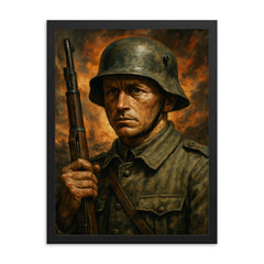 Ernst Jünger storm of steel portrait framed print on a plain backdrop in size 18"x24".
