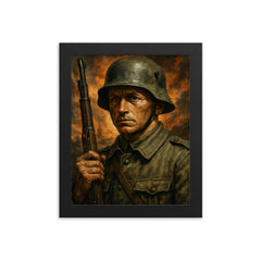 Ernst Jünger storm of steel portrait framed print on a plain backdrop in size 8"x10".