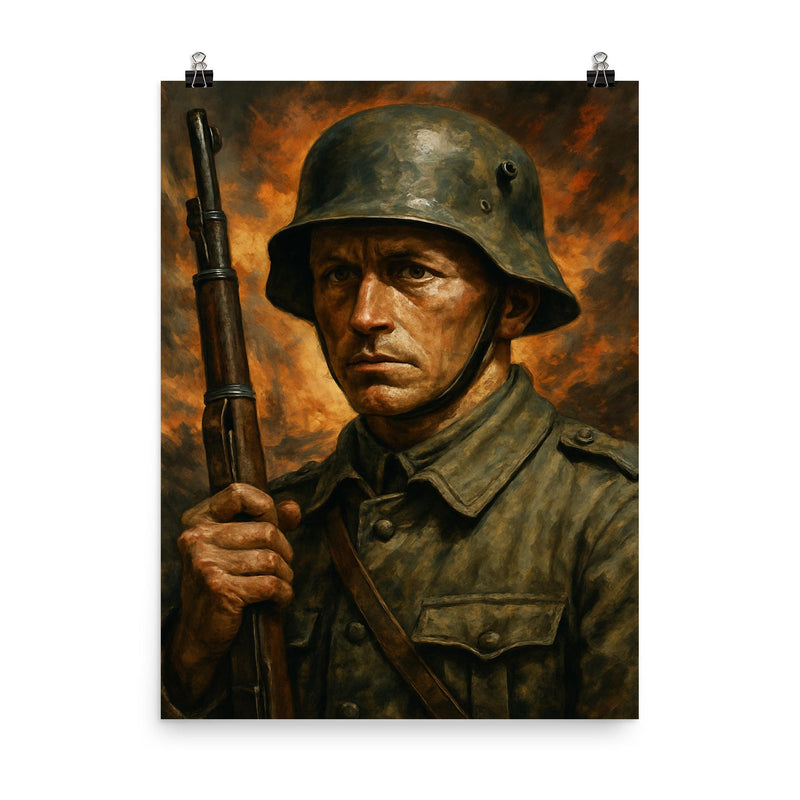 Ernst Jünger storm of steel portrait poster on a plain backdrop in size 8