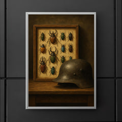 Ernst Junger beetle collection beside iron helmet poster 5