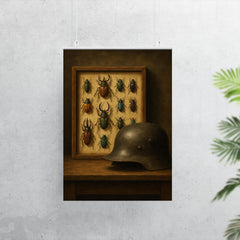 Ernst Junger beetle collection beside iron helmet poster 7