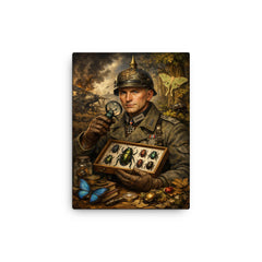Ernst Junger beetle collector in war uniform canvas print on a plain backdrop in size 12"x16".
