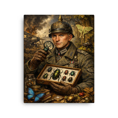 Ernst Junger beetle collector in war uniform canvas print on a plain backdrop in size 16"x20".