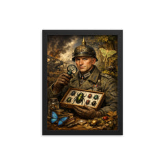 Ernst Junger beetle collector in war uniform framed print on a plain backdrop in size 12"x16".
