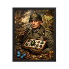 Ernst Junger beetle collector in war uniform framed print on a plain backdrop in size 16"x20".