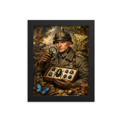 Ernst Junger beetle collector in war uniform framed print on a plain backdrop in size 8"x10".