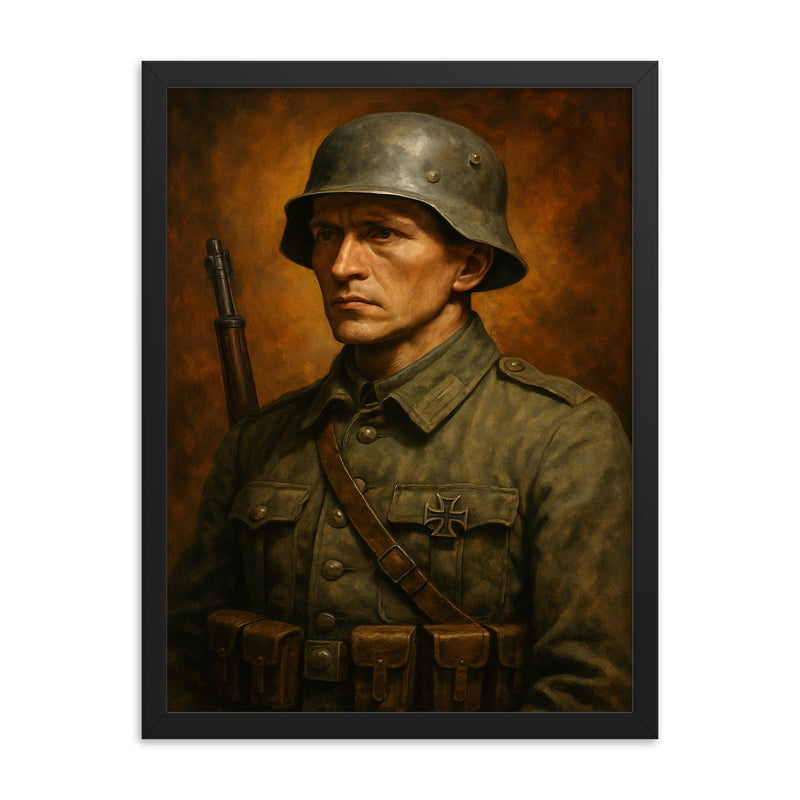 Ernst Junger framed print on a plain backdrop in size 18