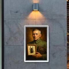 Ernst Junger with beetle specimen and war diary poster 2