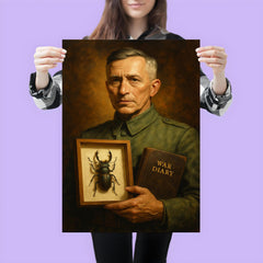 Ernst Junger with beetle specimen and war diary poster 3