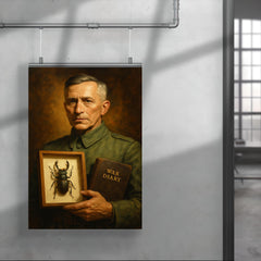 Ernst Junger with beetle specimen and war diary poster 4