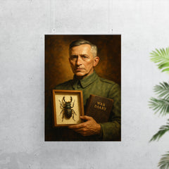 Ernst Junger with beetle specimen and war diary poster 7
