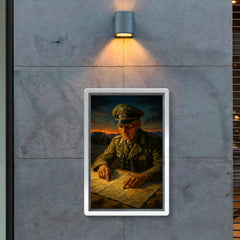 Erwin Rommel studying desert maps at dusk poster 2