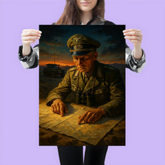 Erwin Rommel studying desert maps at dusk poster 3