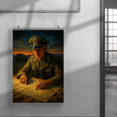 Erwin Rommel studying desert maps at dusk poster 4