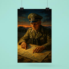 Erwin Rommel studying desert maps at dusk poster 6