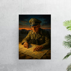 Erwin Rommel studying desert maps at dusk poster 7