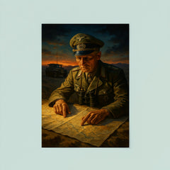 Erwin Rommel studying desert maps at dusk poster 8
