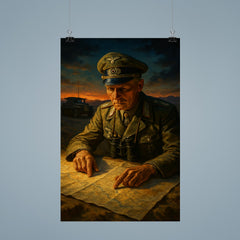 Erwin Rommel studying desert maps at dusk poster 9