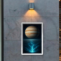 Europa under Jupiter with cracked ice glow poster 2