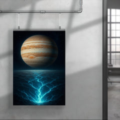 Europa under Jupiter with cracked ice glow poster 4