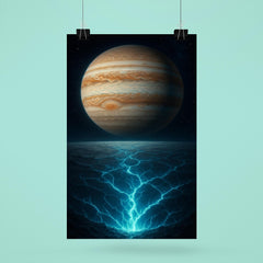 Europa under Jupiter with cracked ice glow poster 6