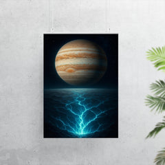Europa under Jupiter with cracked ice glow poster 7