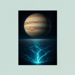 Europa under Jupiter with cracked ice glow poster 8