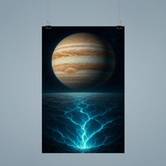Europa under Jupiter with cracked ice glow poster 9