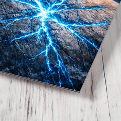 Europa's ice fractures glowing electric blue metal print mockup