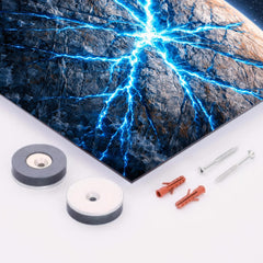 Europa's ice fractures glowing electric blue metal print mockup