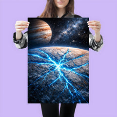 Europa's ice fractures glowing electric blue poster 3