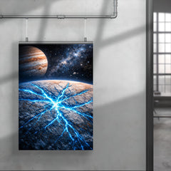 Europa's ice fractures glowing electric blue poster 4