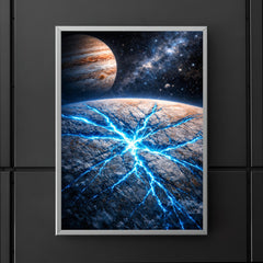Europa's ice fractures glowing electric blue poster 5