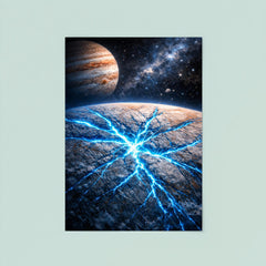 Europa's ice fractures glowing electric blue poster 8