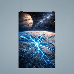 Europa's ice fractures glowing electric blue poster 9