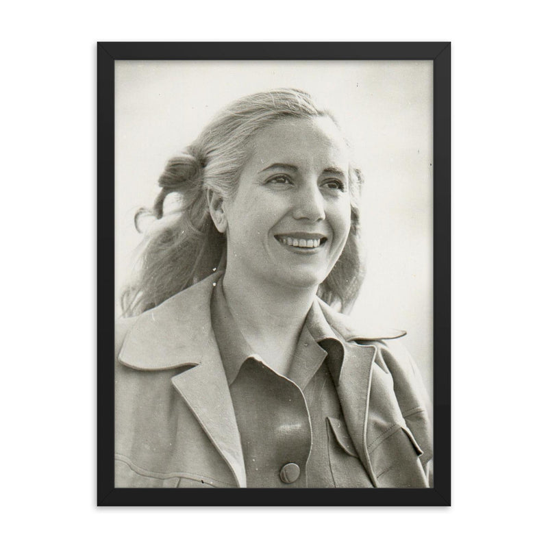 Eva Duarte Peron framed print on a plain backdrop in size 18