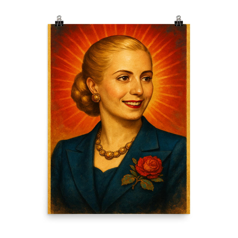 Eva Duarte Peron poster on a plain backdrop in size 8