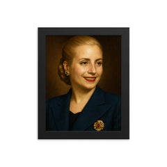Eva Peron portrait framed print on a plain backdrop in size 8"x10".
