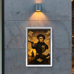 Evariste Galois duel dawn with algebra pages fluttering poster 2