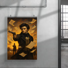 Evariste Galois duel dawn with algebra pages fluttering poster 4