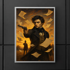 Evariste Galois duel dawn with algebra pages fluttering poster 5