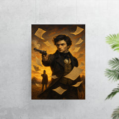 Evariste Galois duel dawn with algebra pages fluttering poster 7