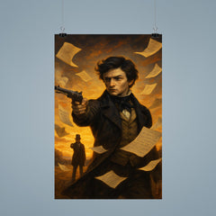 Evariste Galois duel dawn with algebra pages fluttering poster 9