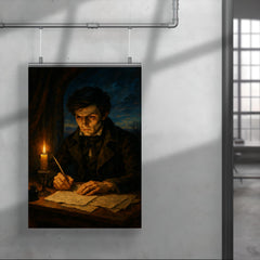 Evariste Galois writing all night before dawn duel poster 4