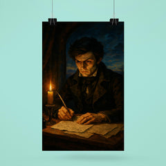 Evariste Galois writing all night before dawn duel poster 6