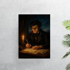 Evariste Galois writing all night before dawn duel poster 7