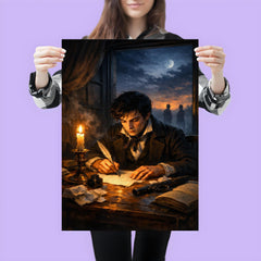 Evariste Galois writing before dawn duel poster 3