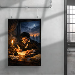 Evariste Galois writing before dawn duel poster 4